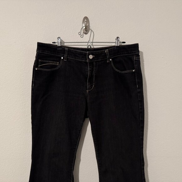 White House Black Market Blanc Flare Leg Black Jeans Pants Sz 14S (35x29) - Picture 3 of 13